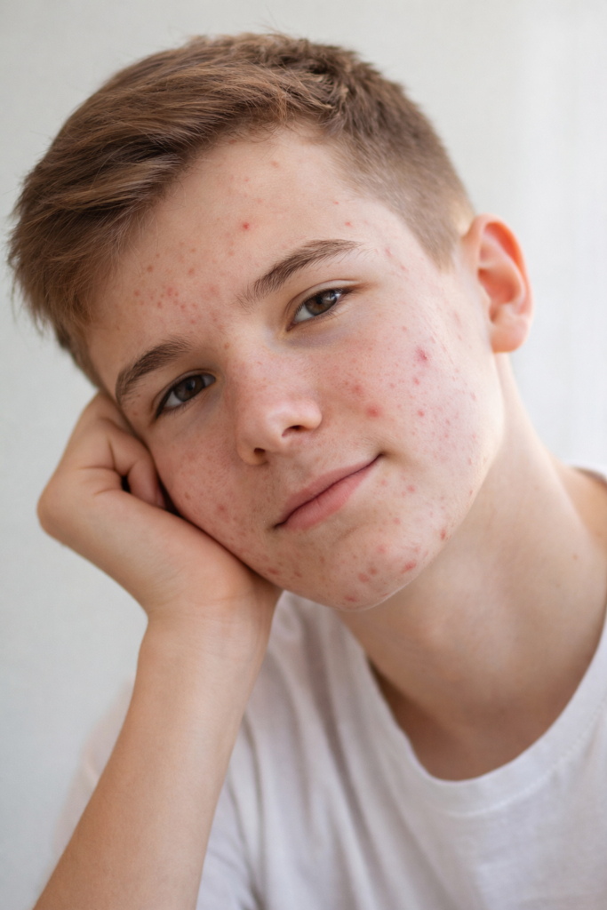 adolescente con acné